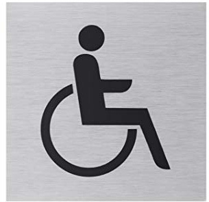 Metafranc Klebeschild Symbol: Rollstuhl – Aus Aluminium | In moderner Edelstahl-Optik – Selbstklebende Rückseite – Beschilderung – Infoschild – Gewerbekennzeichnung