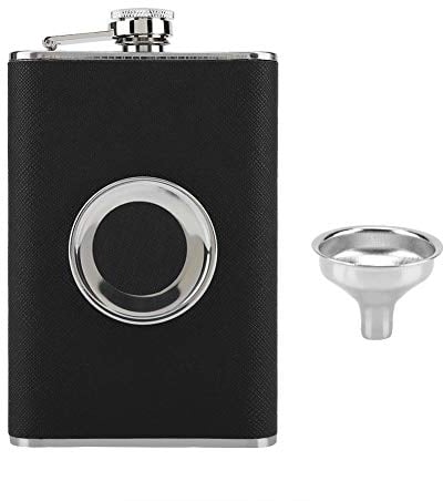 Aigend Hip Flask Set, 8 oz Stainless Steel Pocket Whiskey Flask Shot Flask with Built-in Collapsible Shot Glass and Funnel for Camping, Hiking, Barbecue