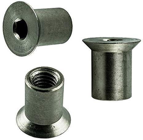 Lot de 10 écrous à douille M5 x 15 mm avec tête fraisée et six pans creux - En acier inoxydable VA A1 V1A - Écrou à tête fraisée AGBERG