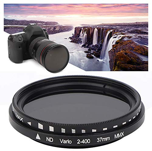 Filtro per Obiettivo ND da 37 mm - ND2‑400 Regolabile - Lega di Alluminio + Vetro Ottico - con Scatola Portaoggetti - per Obiettivi per Fotocamere Canon/Nikon/Sony/Pentax/Olympus/Fuji