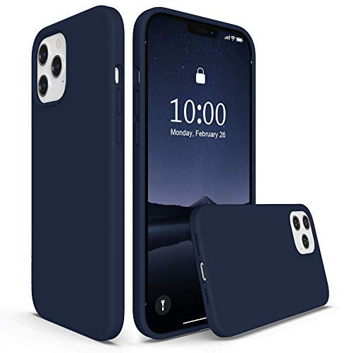 SURPHY Liquid Silicone Case for iPhone 12 Pro Max Case, Gel Rubber Full Body Thickened Design Shockproof Phone Case with Microfiber Lining for iPhone 12 Pro Max 6.7 Inches 2020 (Deep Navy)