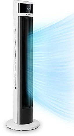 KLARSTEIN Icetower Smart Fan - ventilateur sur pied, 45 watts, affichage numérique, avec télécommande, minuterie 24 h, 3 modes de vent, 100 m³/h, connexion WiFi - blanc