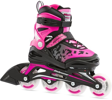 Bladerunner by Rollerblade Phoenix Flash Kinder Verstellbarer Fitness Inline-Skate, Schwarz/Pink