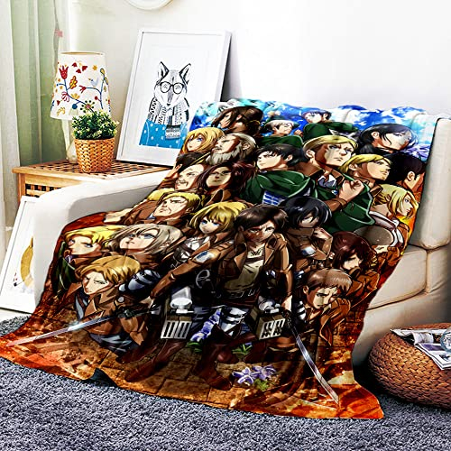 VOZMIO Attack on Titan Hochwertige Warme Weiche Flanell Plüsch Auf Der Schlafsofa Decke Geeignet Für Klimaanlage Decke Nap Decke (150x200cm (60x80in),H)