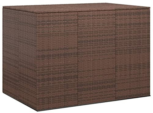 vidaXL Garten Kissenbox Auflagenbox Gartenbox Aufbewahrungsbox Kissentruhe Gartentruhe Gerätetruhe Kiste Box PE Rattan 145x100x103cm Braun