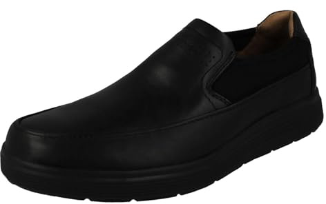 Clarks Mens Slip On Casual Shoe Un Abode Go - Black Leather - UK Size 12G - EU Size 47 - US Size 13M