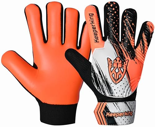 Keeperking Torwarthandschuhe Kinder Clawxen, Jungen und Mädchen, Junior Fußballhandschuhe Fußball Spielerhandschuhe für Jungen tormannhandschuhe (5,C3-Orange)