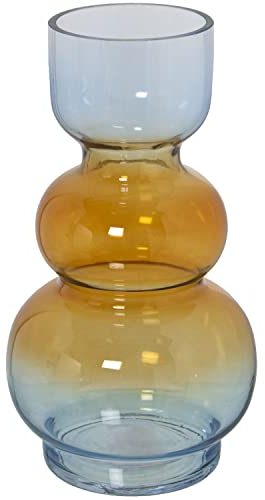 DRW Jarron de sobremesa de Cristal en Ambar y Azul 9x25cm