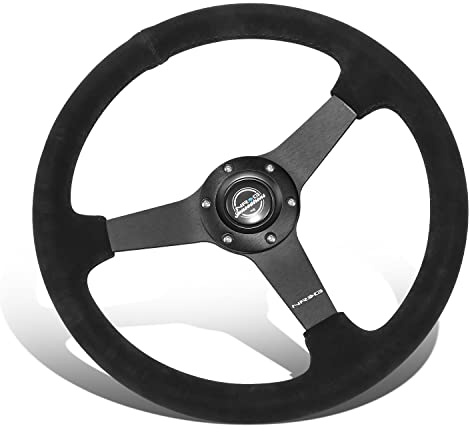 NRG Innovations RST-037MB-S 3-Speichen-Lenkrad, Wildleder, 350 mm, 6 x 70 mm Bolzenmuster, mattschwarz