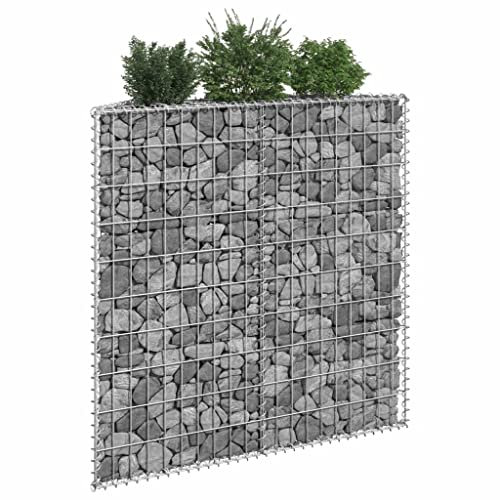 FIRBNUS 120 x 20 x 100 cm Gabione Hochbett Trapez Metall Käfig Hochbeet Gabionen Blumenkäfig Gabione Blumenständer Garten Hohe Tragfähigkeit aus verzinktem Stahl