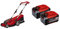 Einhell 3413172 Tosaerba a Batteria, Rosso, 37 cm Schnittbreite & Originale 2x 18V 5,2Ah PXC-Twinpack due batterie da 5,2 Ah Power X-Change