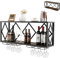 TANGZON Wall Mounted Wine Rack, 2-Tier Floating Wine Display Shelf with Glass Holder, Metal Frame Bottle Storage Organizer for Home Bar Kitchen Dining Living Room, Rustic Brown