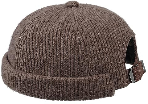 Clakllie Herren Docker-Baumwollstrick Damen Docker Mütze Hafenarbeiter Mütze Seemannsmütze Fischermütze Hafenmütze Herrenhut Bikercap Wandermütze Rollrandmütze Kopfbedeckung Seemannskappe,DBH04-Brown
