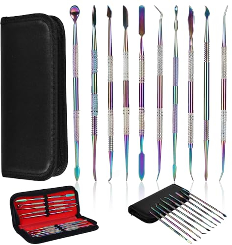 Nizirioo Modellierwerkzeug Modelierwerkzeugset Wachsschnitzer Werkzeuge: 10 Stück Töpferwerkzeug Set Edelstahl mit Tragetasche, Ton Werkzeug,Doppelendig Schnitzwerkzeug für Detaillierung Bildhauerei