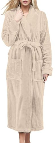 MJGkhiy Vestaglia Donna Pile Invernale Caldo Taglie Forti Manica Lunga Flanella Accappatoio Vestaglie Cotone Con Cappuccio Morbido Peluche Indumenti Da Notte Per Casa Hotel Spa Peluche Accappatoio