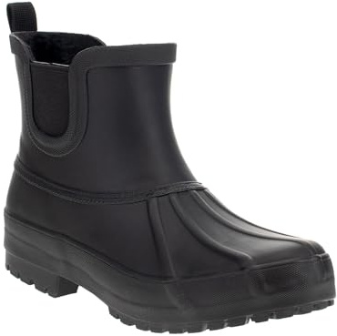Chooka Ladies Chelsea Duck Rain Boot – Waterproof Rubber Boot, Lined Interior, Elastic Side Gore, Memory Foam Insole, Black, 8