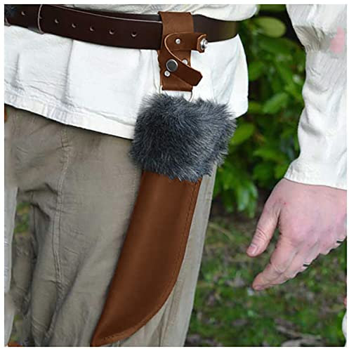 Bolsa Protectora de Cuchillo de Vaina de Daga vikinga Medieval con Accesorio de Disfraz de Vaina de Cazador de Caballero nórdico de Piel, Estilo Medieval Lapp (marrón)