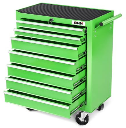 DNA MOTORING 7-Drawer Rolling Tools Chest, Rolling Tool Storage Cabinet, Heavy Duty Mechanic Tool Cart, Trolley Organizer for Garage, Warehouse, Workshop, Green, TOOLS-00399