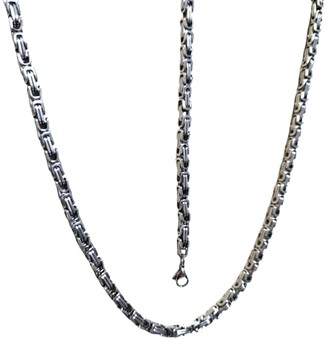 ayados Königskette Set Edelstahl 60cm 4,5mm bis 8mm Halskette + Armband Königs Kette (7mm Königsketten Set, Silber)