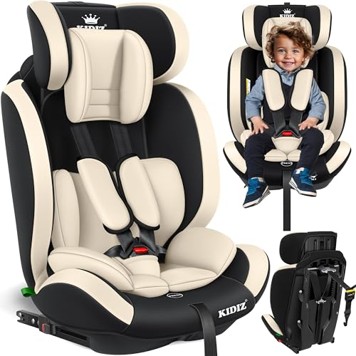 KIDIZ® Autokindersitz Kinderautositz mit Isofix Gruppe 1+2+3 9-36 kg 5-Punkt-Sicherheitsgurt, Autositz, Kindersitz, Einstellbare Kopfstütze | Mitwachsende Sitzerhöhung 1-12 Jahre, Stabil und Sicher