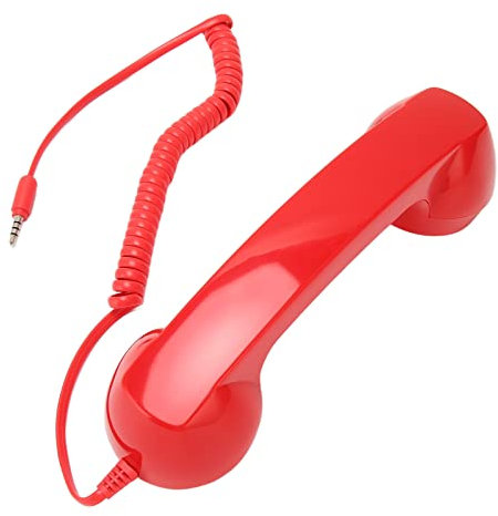 3,5-mm-Retro-Telefonhörer, Vintage-Retro-Telefonhörer, ABS-Handyhörerempfänger, für Mobiltelefone mit 3,5-mm-Anschluss (Rot)