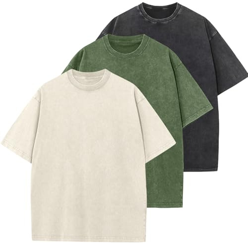 Oversized T-Shirt für Herren Heavy Baumwolle Regular Fit Basic Männer T-Shirt Set Casual Sommer Tops