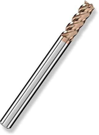 Cleqee 1 fresa de metal duro, fresa cuadrada de 4 mm, revestimiento AlTiN, 4 cuchillas CNC en espiral de metal duro, longitud de la hoja: 10 mm x longitud total 50 mm x diámetro del vástago 4 mm para