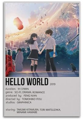 szzmyo Hello World Filmposter, dekoratives Gemälde, modernes ästhetisches Leinwandposter, Schlafzimmer, Kunst, Wohnzimmer, Dekoration, Poster, 20 x 30 cm, ungerahmter Stil