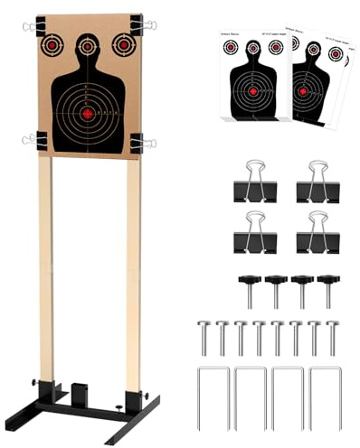 Urban Deco Shooting Target Stand with Wooden Board- for Paper Target Sheet Archery Cardboard Targets, Target Holder for Shooting with Adjustable Base - H Shape - USPSA/IPSC - IDPA Practice,1 Pack