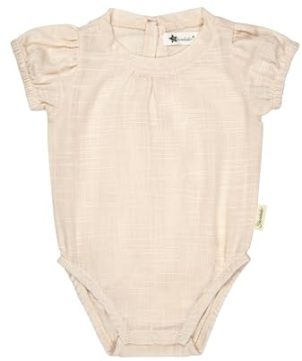 Sterntaler Body Leinenoptik - Uni Mädchen Body aus Baumwolle in edler Leinenoptik - Kurzarm Body im Nacken zum Knöpfen - Leichter Baby Strampler mit Druckknöpfen im Schritt, zartrosa, Größe 68