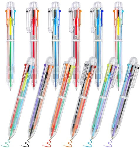 Jinsion 12er Pack Mehrfarbige 6in1 Stifte, 0.7 mm, 6 Farben für Büro, Schule, Studenten & Kinder - Geschenk