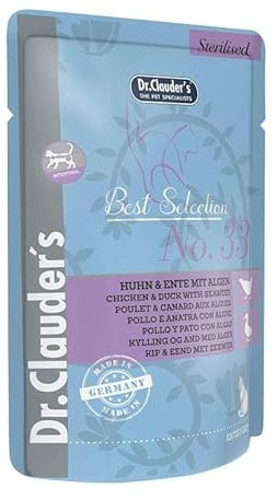 Dr. Clauder's Best Selection Sterilised No. 33 Huhn & Ente mit Algen Pouch | 16 x 85 g