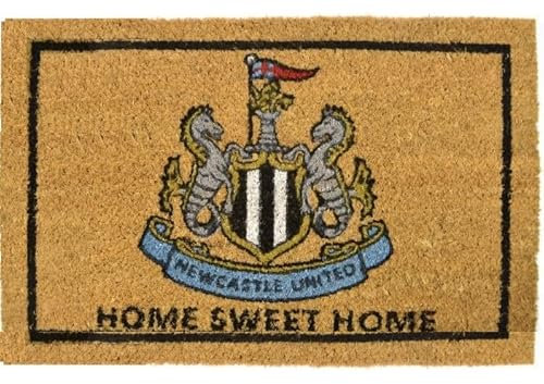 Newcastle United FC Coir Doormat 60 x 40 cm, Black, Club Crest, 'Home Sweet Home' Text