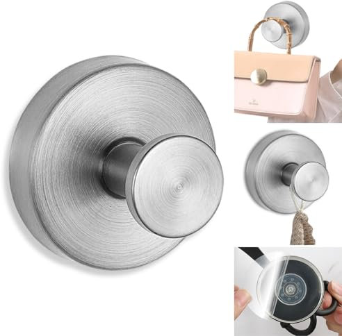 Boxonly Saugnapfhaken ohne Bohren, 2024 verbesserte wasserdichte Edelstahl-Haken für Badezimmer, Dusche, Küche und Spiegel, robuste Handtuchhalter (Multipack, gebürstetes Silber)