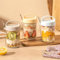 Hylruu Reusable Overnight Oats Jars with Lid and Spoon Set, 3 Pack 430ml Airtight Oatmeal Container with Measurement Mark, Glass Mason Jars for Cereals, Milk, Yogurt, Fruit, Salad