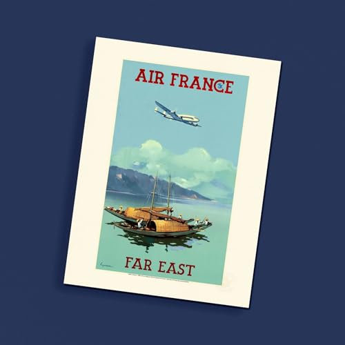 Air France Poster 50 x 70 cm – Ferner Osten, Jonque – Guerra, 1950