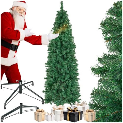 tectake® Künstlicher Weihnachtsbaum, naturgetreu, Weihnachtsbaum mit biegsamen Zweigen, voluminöses Nadelkleid, pflegeleicht, stabil, einfacher Aufbau, Tannenbaum künstlich als Weihnachtsdeko - 150 cm