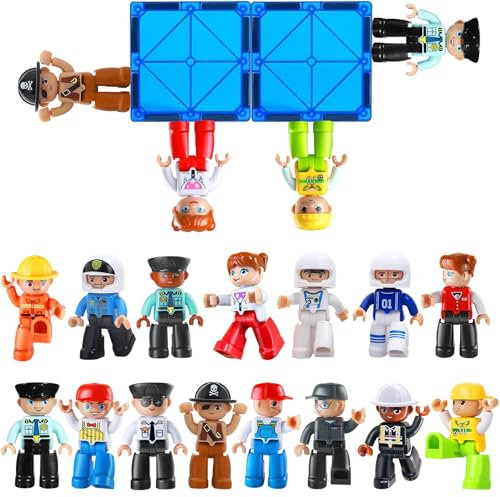 Large Magnetic Figures,15 PCS Community Figures Set, 3 Inches Magnet Play People for Magnet Tiles for Kids Boys Girls Ages 3 4 5 6 7+,Creative Learning Toys Magnetic Building Blocks Expansion Pack