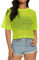florynova Womens Fishnet Mesh Tops Summer See Through T Shirt Short Sleeve Sheer Blouse(Neon Green,M)