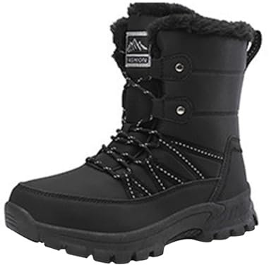 Größe 50 Baumwollschuhe Anti-Rutsch-Stiefel Für Frauen Schneestiefel Waetpoof Lammfell Damen (Black, 41)
