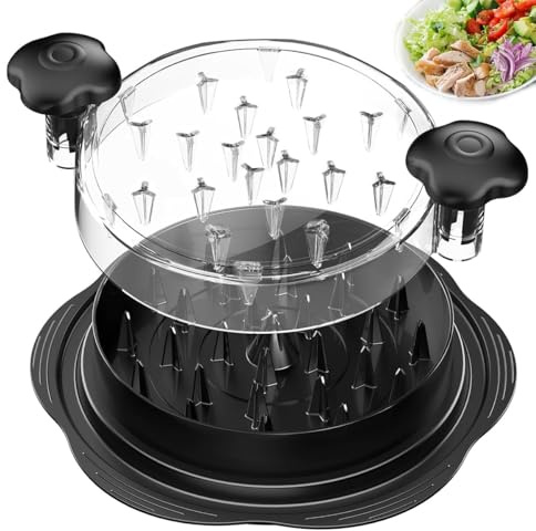 25CM Chicken Shredder, Chicken Breast Shredder Tool Twist, Non-Slip, Effort Saving, with Transparent Lid Food Shredder（Black）