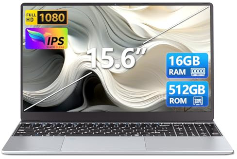 Ekonavi Ordinateur Portable 15,6 Pouces, 16 Go de RAM 512 Go de SSD, PC Portable Celeron N5095 1920 x 1080 FHD Touch ID, Laptop WiFi Double Bande Win11 Pro, avec Clavier rétroéclairé Pleine Taille