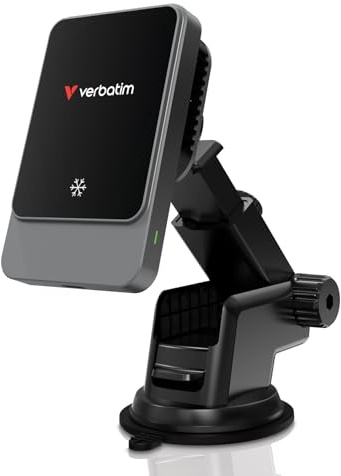 Verbatim Qi Wireless Charger, Handyhalterung Auto Magnet mit Ladefunktion, Qi Ladestation, kabelloses KFZ Ladegerät mit RGB Beleuchtung für Handy/iPhone/Android