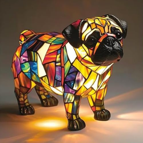 Kosinso LED Chihuahua/Französische Bulldogge/Dackel Lampe/Corgi Lampe/Mops Lamp, Haustier-Dekolampe für Hundefans (Mops)