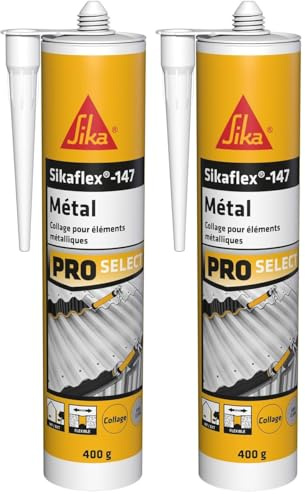 Sika Flex 147 Metall, hellgrau, Polymerkleber speziell für Metall, Spachtelmasse für alle Metalle, innen und außen, 290 ml (Packung mit 2)