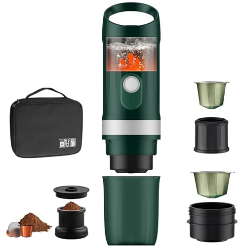 FUNYKICH Machine à Café Portable 4 en 1 - Cafetière Compacte Multi-Capsules (NS&DG) Chauffage Rapide en 5 Min (92-96°C) Autonomie 9600mAh Design Léger (735g) pour Maison,Bureau,Camping,Voyage