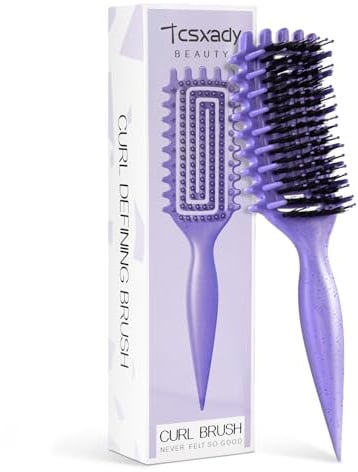 Curly Hair Brush,Curl Defining Brush for Effortlessly Defined Curls & Waves,Vented Hair Brush for Wet & Dry Hair,Women and Men,Reduces Frizz (Purple)