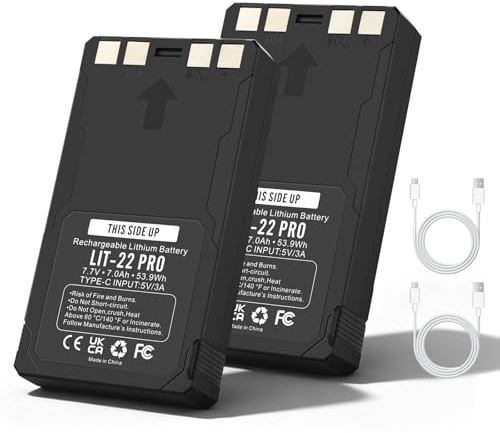 2-Pack LIT-22 Pro Battery for Spypoint Cellular Trail Wildlife Camera | Flex-M S G-36 Plus Dark S-Dark Flex Solar System Replacement Twin pack Battery with Type-C Charging Cable 7000mAh