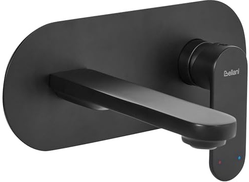 Single Lever Wall Mounted Basin Brass Mixer Tap Black Chapala