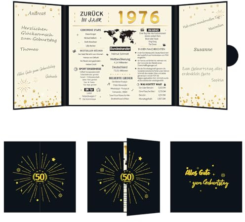 HOMANGA Geburtstagskarte 50. Geburtstagsdeko, Zurück ins Jahr 1976-50. | Geburtstagsgeschenk für Frauen und Männer